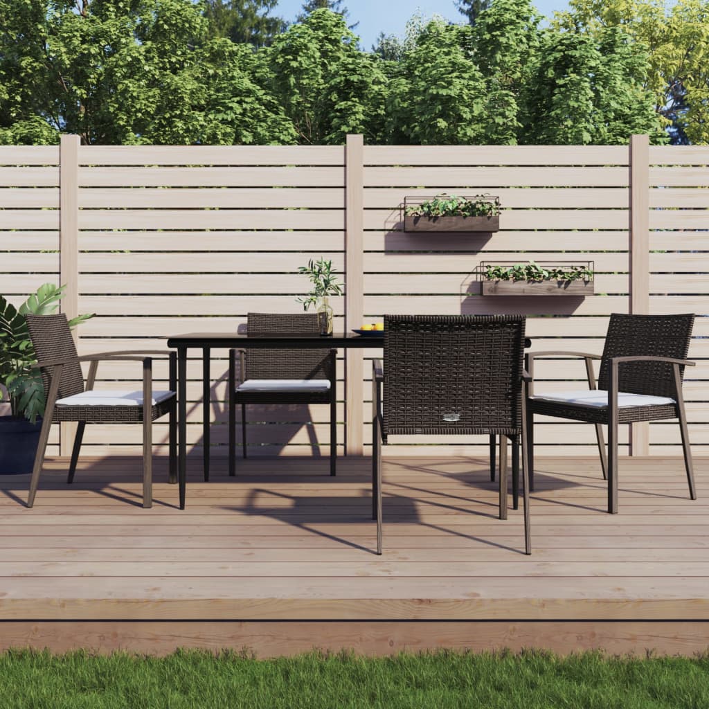 -Delige Tuinset Met Kussens Poly Rattan En Staal 5 160 cm tafellengte Bruin