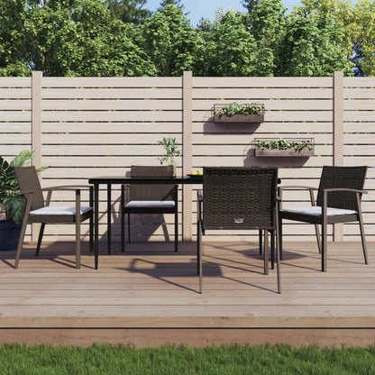 -Delige Tuinset Met Kussens Poly Rattan En Staal 5 160 cm tafellengte Bruin