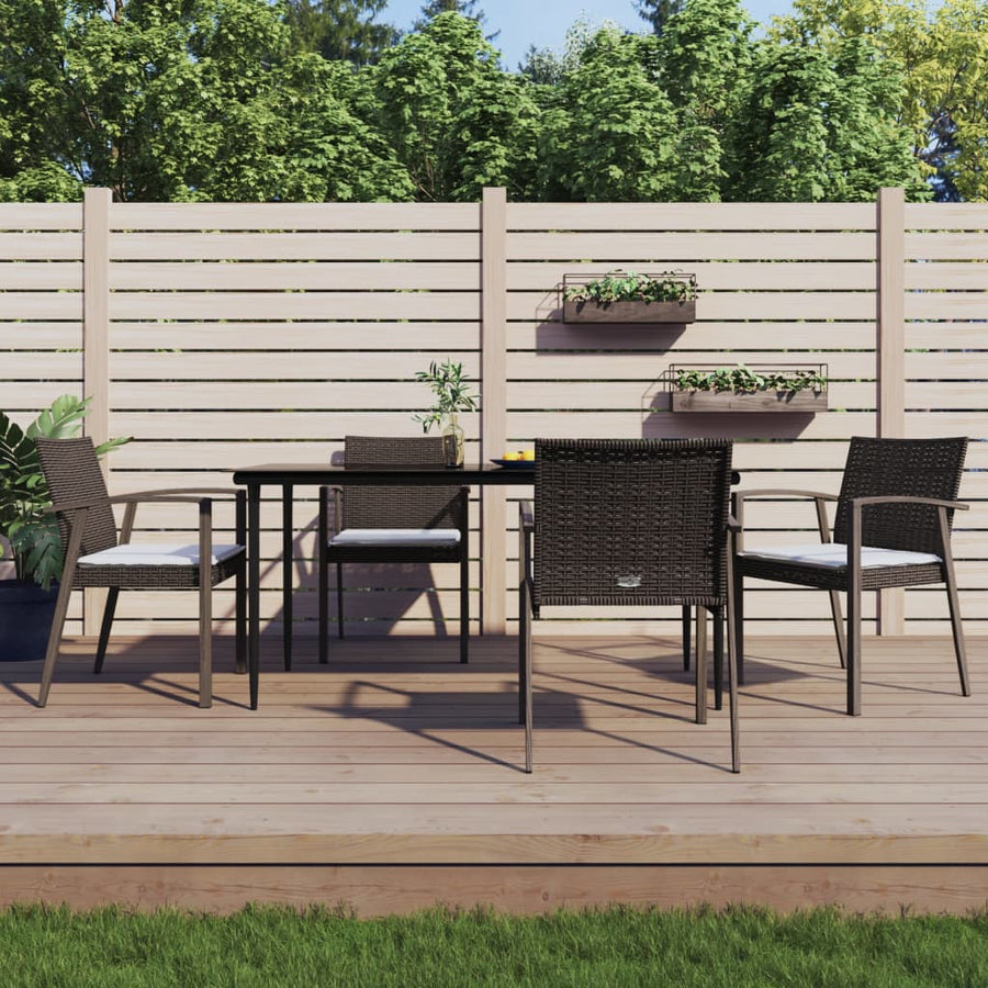 -Delige Tuinset Met Kussens Poly Rattan En Staal 5 160 cm tafellengte Bruin
