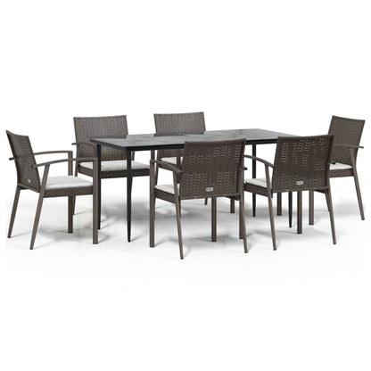 -Delige Tuinset Met Kussens Poly Rattan En Staal 7 160 cm tafellengte Bruin