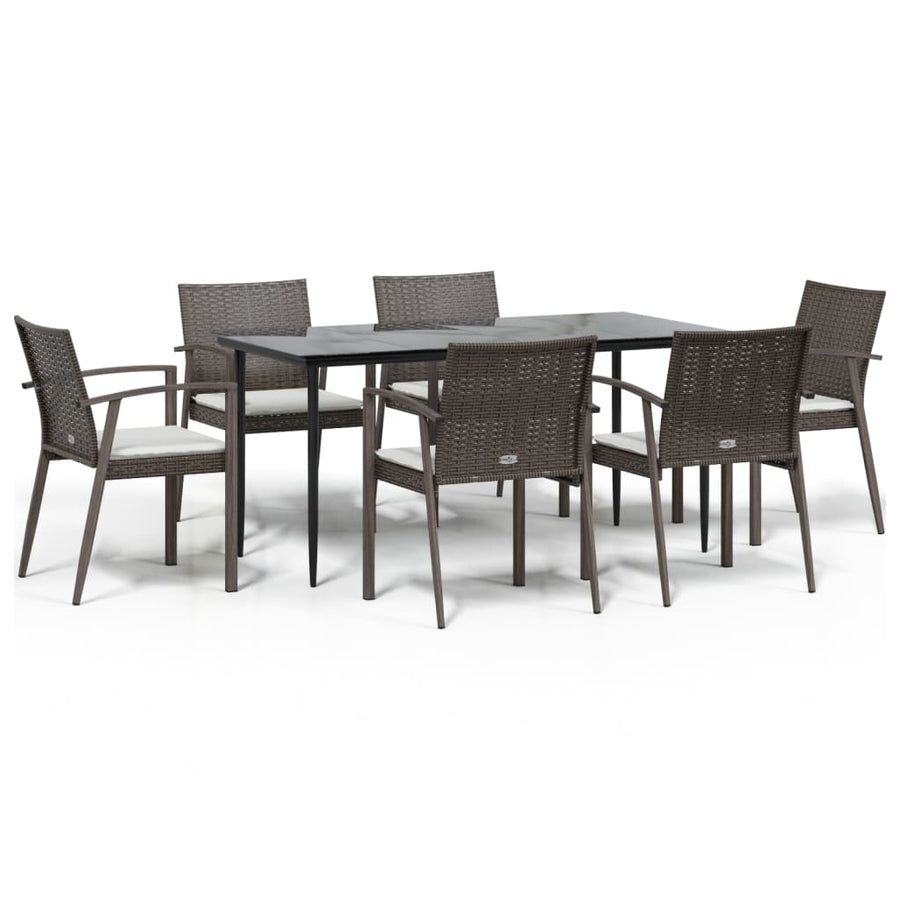 -Delige Tuinset Met Kussens Poly Rattan En Staal 7 160 cm tafellengte Bruin