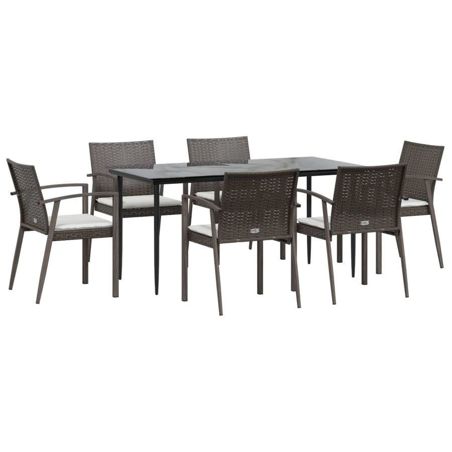 -Delige Tuinset Met Kussens Poly Rattan En Staal 7 160 cm tafellengte Bruin