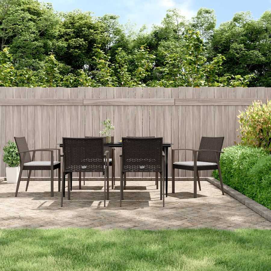 -Delige Tuinset Met Kussens Poly Rattan En Staal 7 160 cm tafellengte Bruin