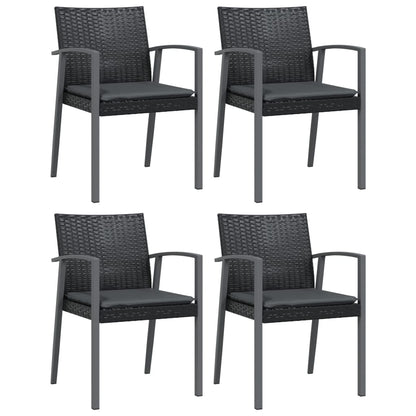 5-Delige Tuinset Met Kussens Poly Rattan En Staal 4 160 cm tafellengte Zwart