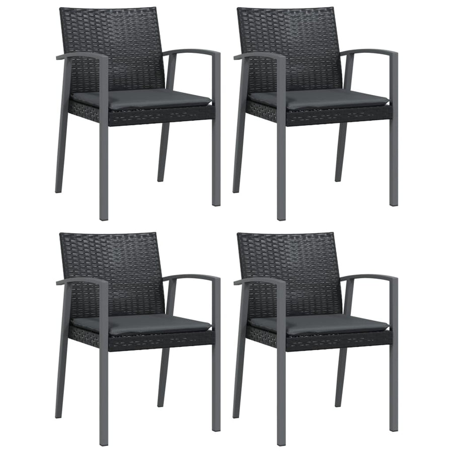 5-Delige Tuinset Met Kussens Poly Rattan En Staal 4 160 cm tafellengte Zwart