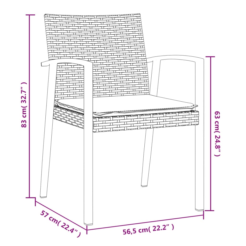 5-Delige Tuinset Met Kussens Poly Rattan En Staal 4 160 cm tafellengte Zwart