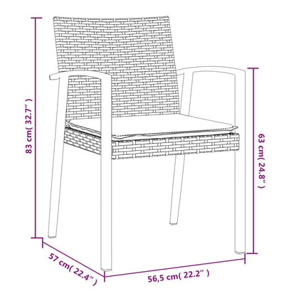 5-Delige Tuinset Met Kussens Poly Rattan En Staal 4 160 cm tafellengte Zwart