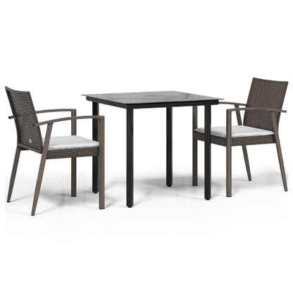 -Delige Tuinset Met Kussens Poly Rattan En Staal 3 80 cm tafellengte Bruin