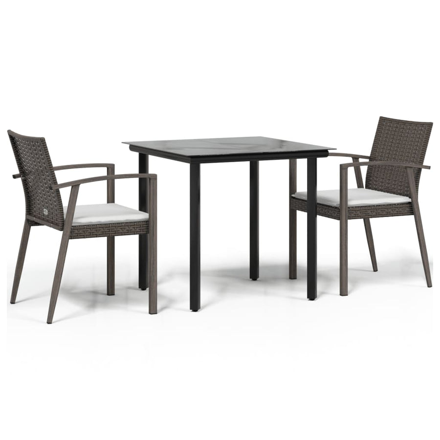 -Delige Tuinset Met Kussens Poly Rattan En Staal 3 80 cm tafellengte Bruin
