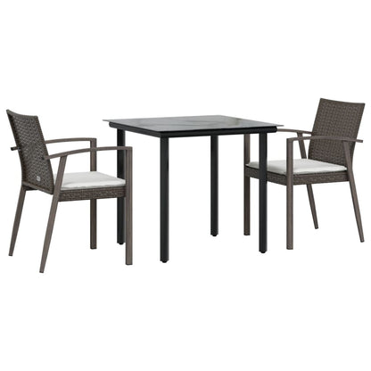 -Delige Tuinset Met Kussens Poly Rattan En Staal 3 80 cm tafellengte Bruin