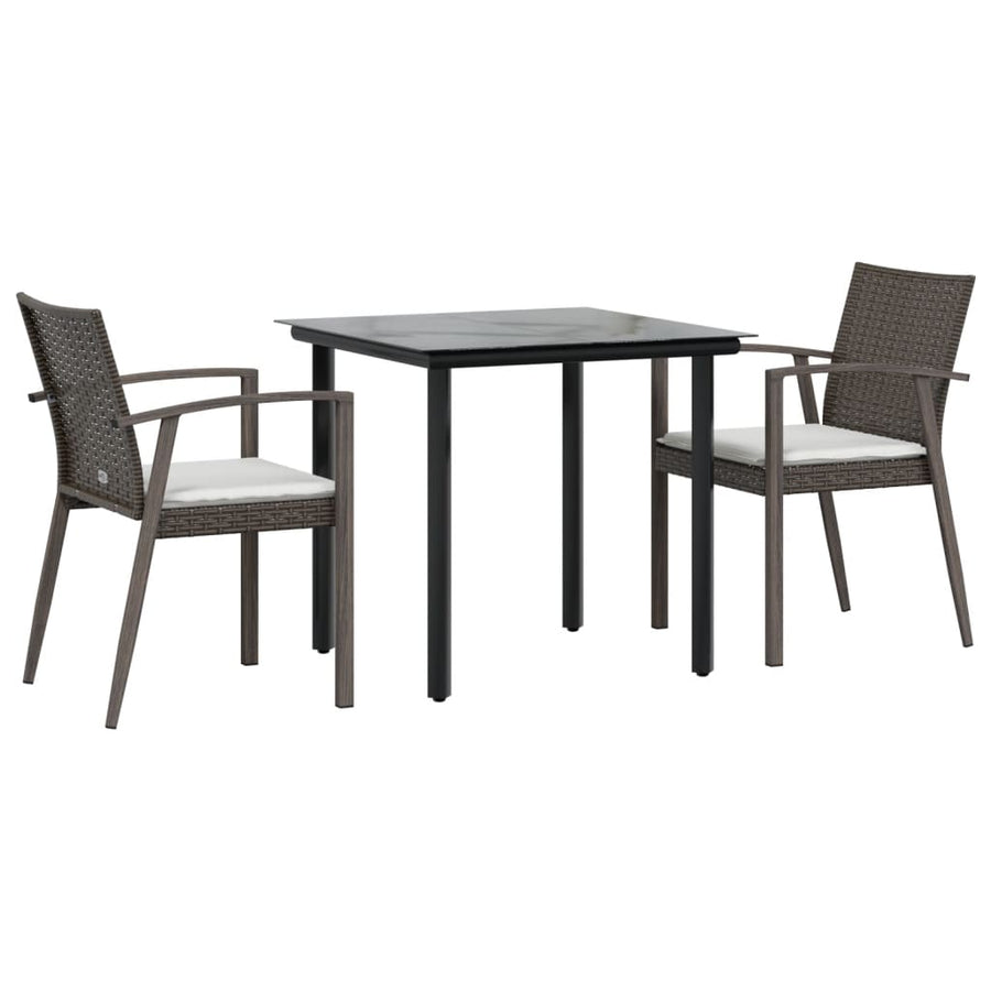-Delige Tuinset Met Kussens Poly Rattan En Staal 3 80 cm tafellengte Bruin