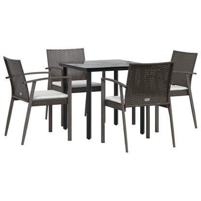 -Delige Tuinset Met Kussens Poly Rattan En Staal 5 80 cm tafellengte Bruin