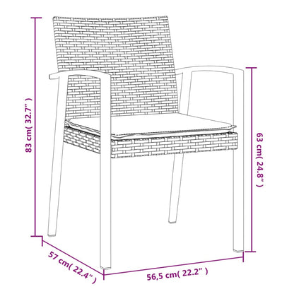 -Delige Tuinset Met Kussens Poly Rattan En Staal 5 80 cm tafellengte Bruin