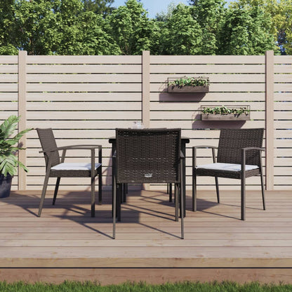 -Delige Tuinset Met Kussens Poly Rattan En Staal 5 80 cm tafellengte Bruin