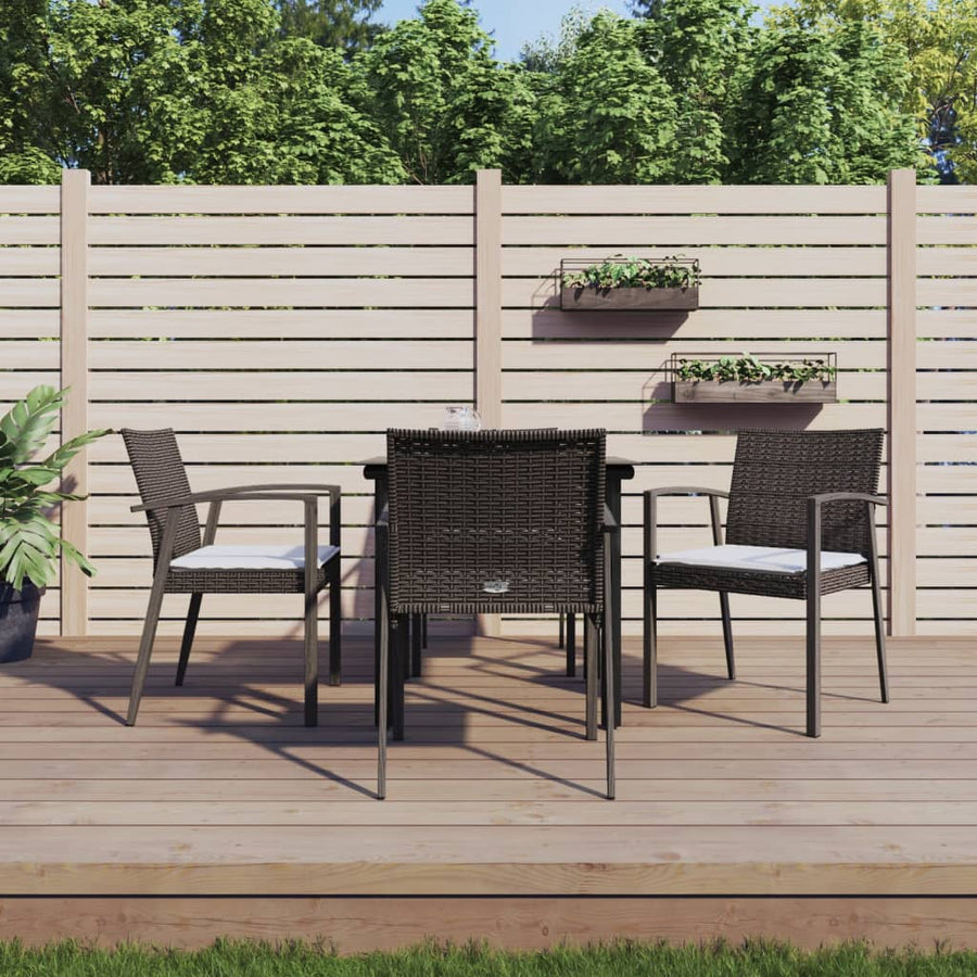 -Delige Tuinset Met Kussens Poly Rattan En Staal 5 80 cm tafellengte Bruin