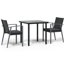3-Delige Tuinset Met Kussens Poly Rattan En Staal 2 80 cm tafellengte Zwart