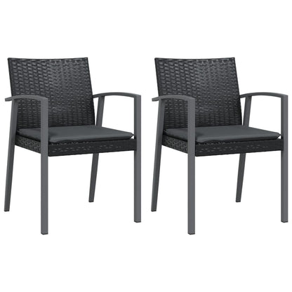 3-Delige Tuinset Met Kussens Poly Rattan En Staal 2 80 cm tafellengte Zwart