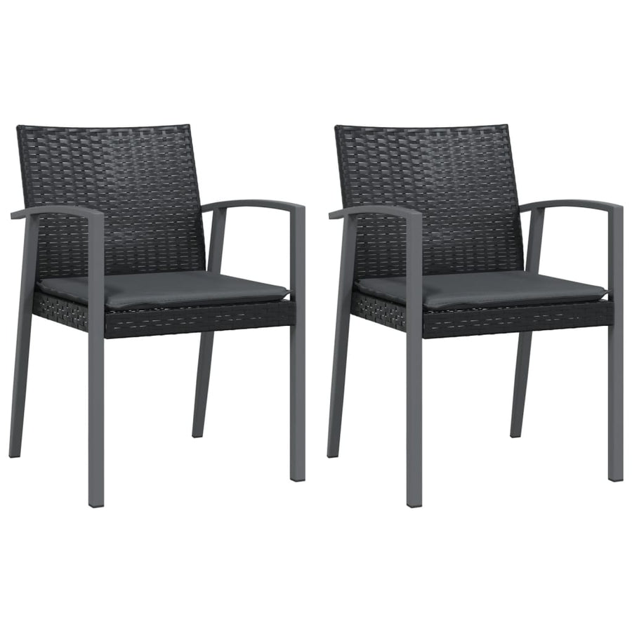3-Delige Tuinset Met Kussens Poly Rattan En Staal 2 80 cm tafellengte Zwart
