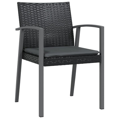 3-Delige Tuinset Met Kussens Poly Rattan En Staal 2 80 cm tafellengte Zwart