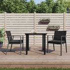 -Delige Tuinset Met Kussens Poly Rattan En Staal 3 80 cm tafellengte Zwart