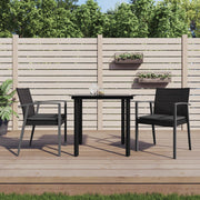 Tuinset 3-delig poly rattan staal zwart met kussens