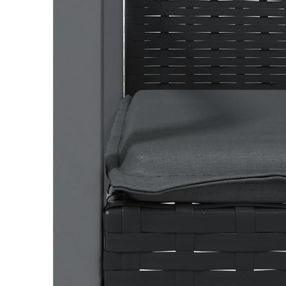 5-Delige Tuinset Met Kussens Poly Rattan En Staal 4 80 cm tafellengte Zwart