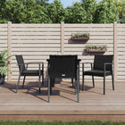 Tuinset poly rattan staal 4 stoelen tafel zwart