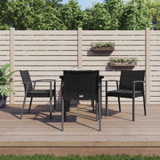 Tuinset poly rattan staal 4 stoelen tafel zwart