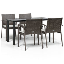 -Delige Tuinset Met Kussens Poly Rattan En Staal 5 140 cm tafellengte Bruin