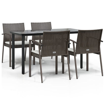 -Delige Tuinset Met Kussens Poly Rattan En Staal 5 140 cm tafellengte Bruin