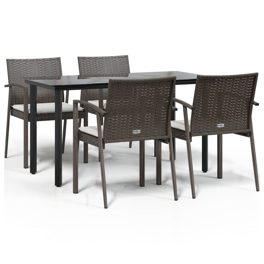 -Delige Tuinset Met Kussens Poly Rattan En Staal 5 140 cm tafellengte Bruin