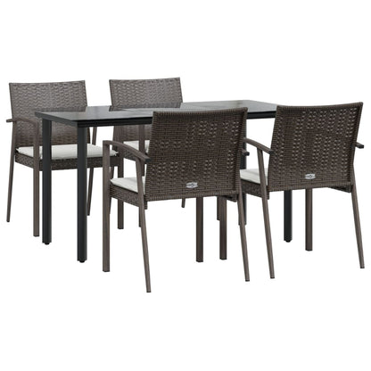 -Delige Tuinset Met Kussens Poly Rattan En Staal 5 140 cm tafellengte Bruin