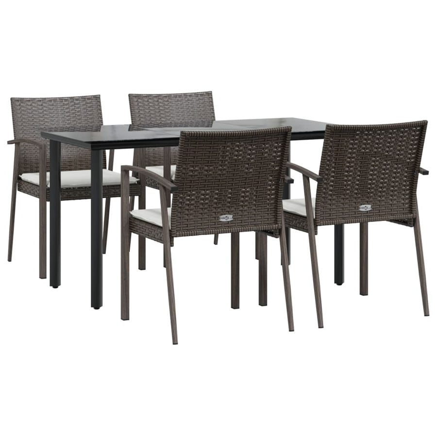 -Delige Tuinset Met Kussens Poly Rattan En Staal 5 140 cm tafellengte Bruin