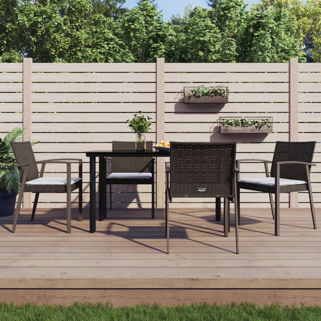 -Delige Tuinset Met Kussens Poly Rattan En Staal 5 140 cm tafellengte Bruin