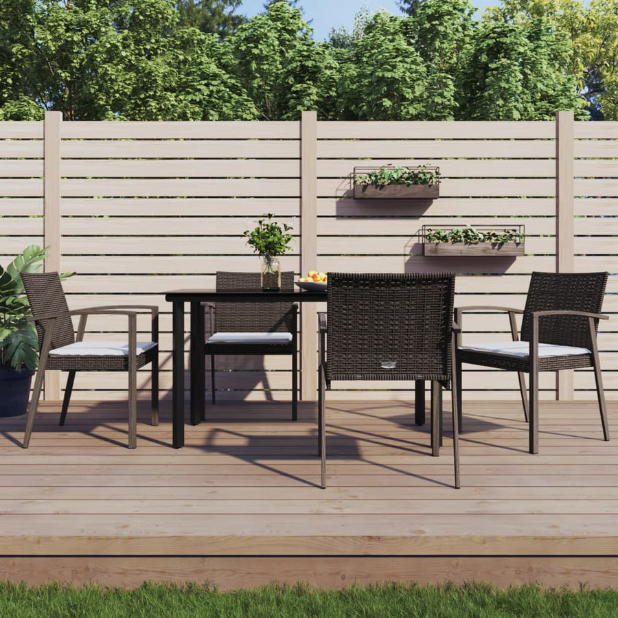 -Delige Tuinset Met Kussens Poly Rattan En Staal 5 140 cm tafellengte Bruin