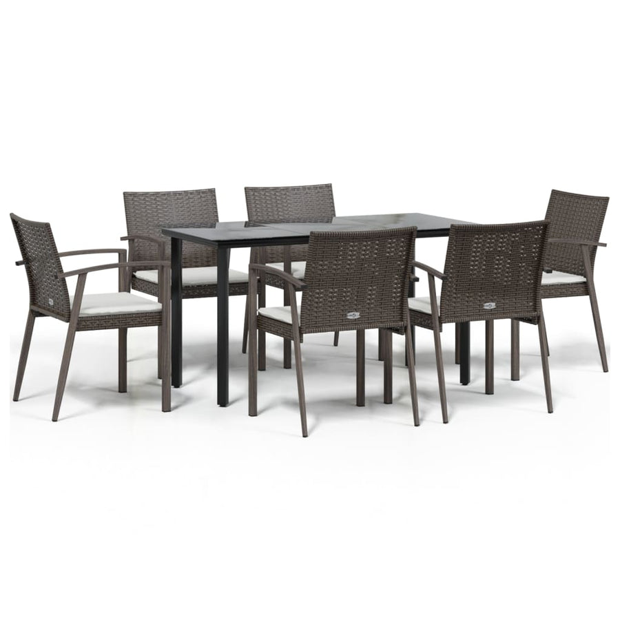 -Delige Tuinset Met Kussens Poly Rattan En Staal 7 140 cm tafellengte Bruin