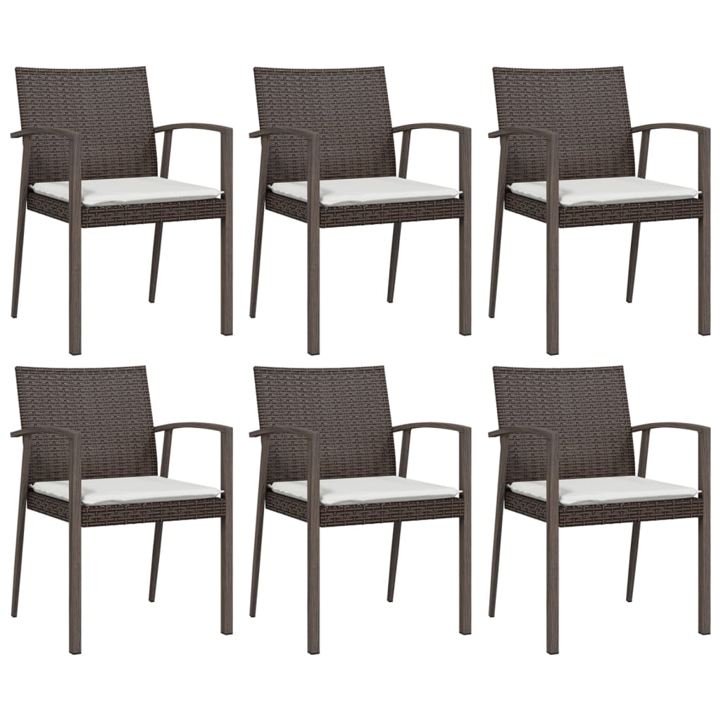 -Delige Tuinset Met Kussens Poly Rattan En Staal 7 140 cm tafellengte Bruin