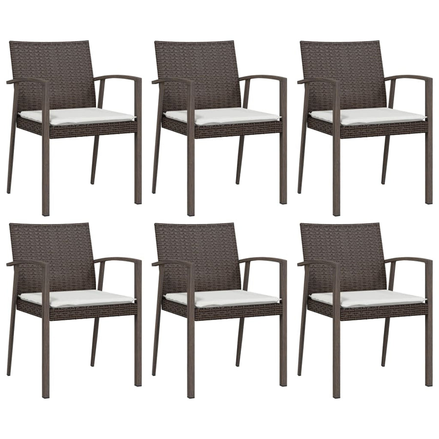 -Delige Tuinset Met Kussens Poly Rattan En Staal 7 140 cm tafellengte Bruin