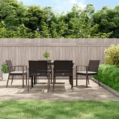 -Delige Tuinset Met Kussens Poly Rattan En Staal 7 140 cm tafellengte Bruin