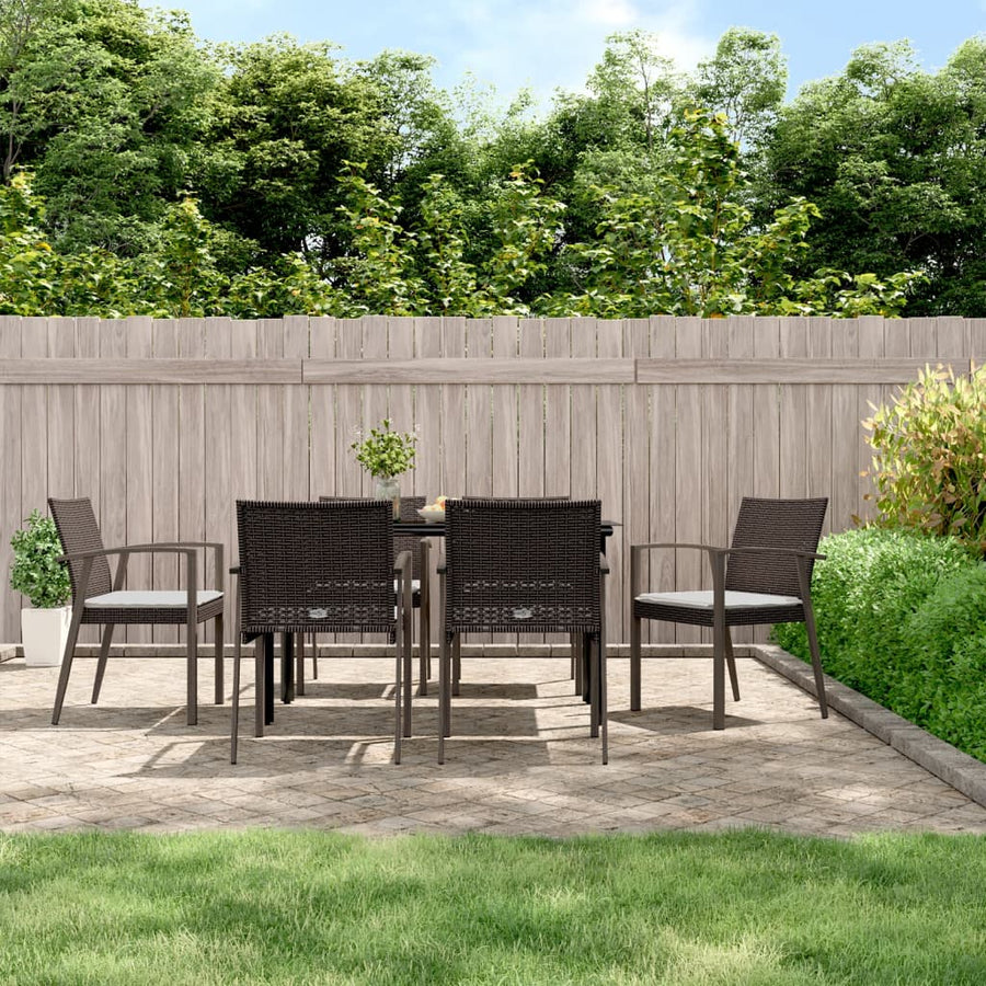 -Delige Tuinset Met Kussens Poly Rattan En Staal 7 140 cm tafellengte Bruin