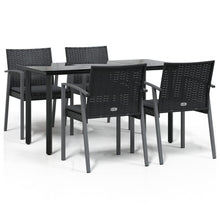 5-Delige Tuinset Met Kussens Poly Rattan En Staal 4 140 cm tafellengte Zwart