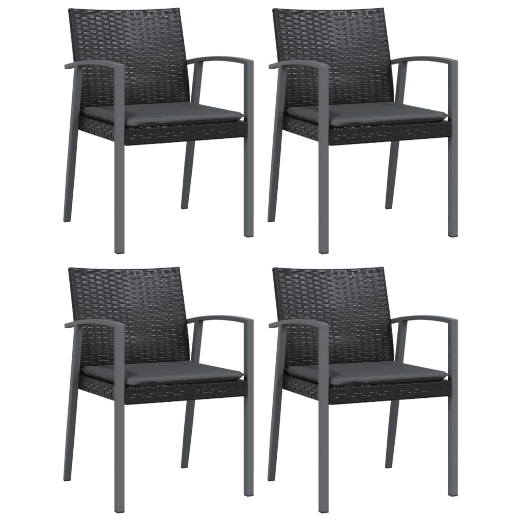 5-Delige Tuinset Met Kussens Poly Rattan En Staal 4 140 cm tafellengte Zwart