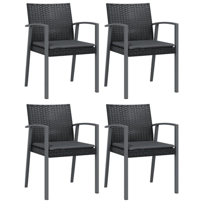 5-Delige Tuinset Met Kussens Poly Rattan En Staal 4 140 cm tafellengte Zwart