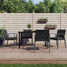 Tuinset 5-delig poly rattan staal zwart