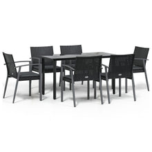 7-Delige Tuinset Met Kussens Poly Rattan En Staal 6 140 cm tafellengte Zwart