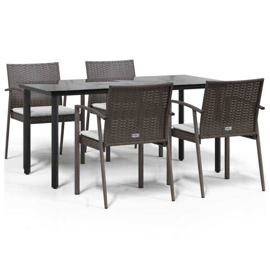 -Delige Tuinset Met Kussens Poly Rattan En Staal 5 160 cm tafellengte Bruin
