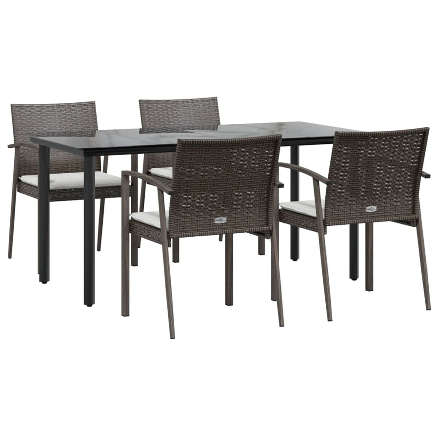 -Delige Tuinset Met Kussens Poly Rattan En Staal 5 160 cm tafellengte Bruin