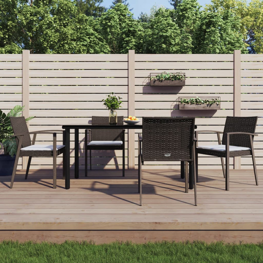 -Delige Tuinset Met Kussens Poly Rattan En Staal 5 160 cm tafellengte Bruin