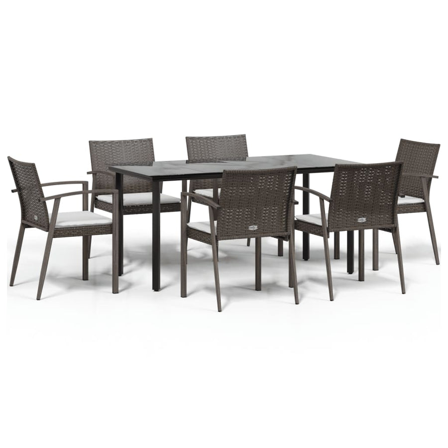 -Delige Tuinset Met Kussens Poly Rattan En Staal 7 160 cm tafellengte Bruin
