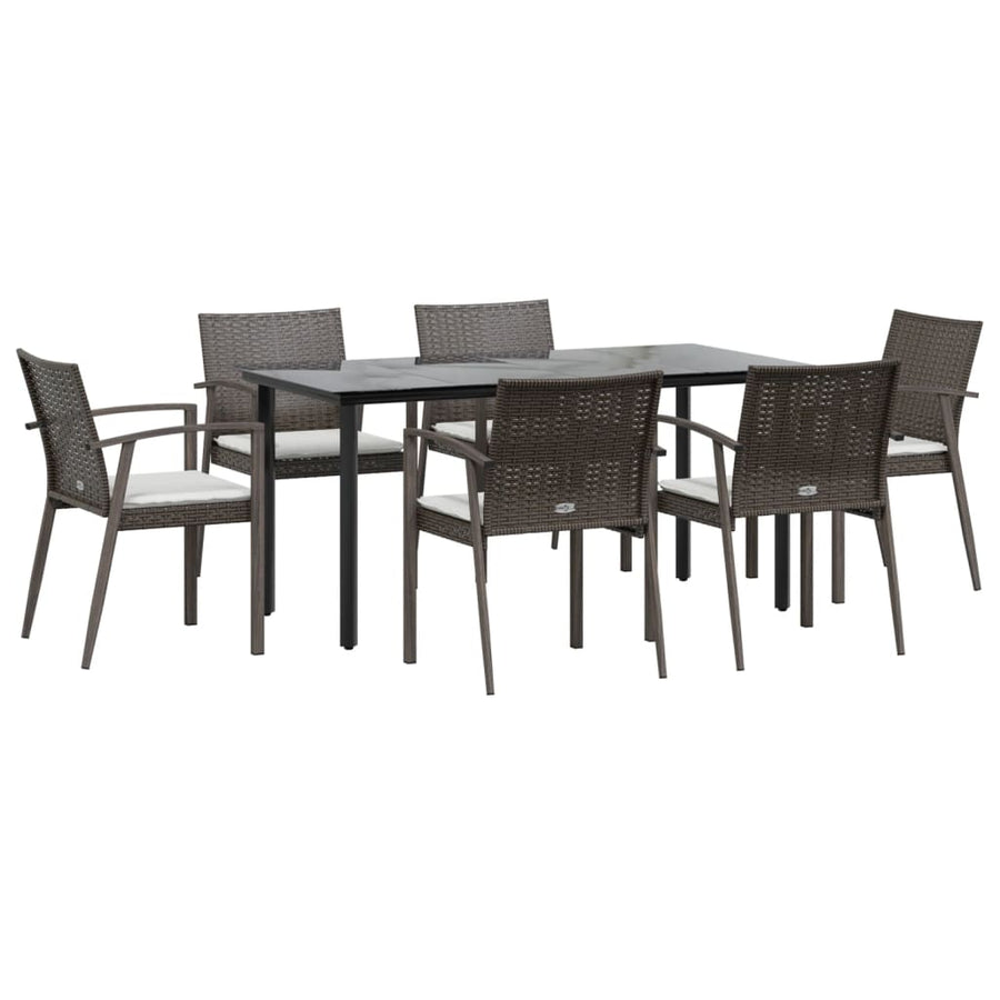 -Delige Tuinset Met Kussens Poly Rattan En Staal 7 160 cm tafellengte Bruin